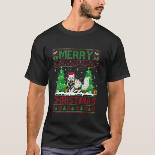 Lelijke trui Kerstboom verlichting Ragdoll kat U T-shirt (Voorkant)