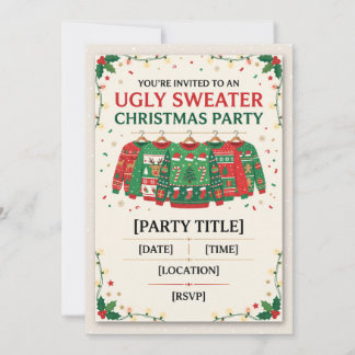 Lelijke trui kerstfeest uitnodiging