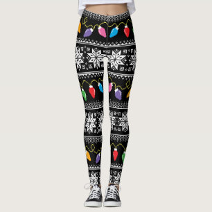 Lelijke trui kerstlichtjes sneeuwvlokken patroon leggings