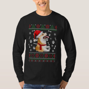 Lelijke trui Kerstmis Corgi Hond Kerstman Hoed Pyj T-shirt