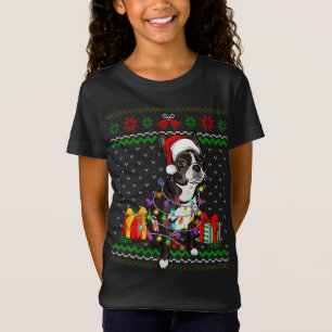 Lelijke trui Kerstverlichting Boston Terrier Hond  T-shirt