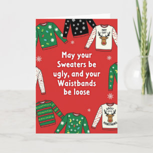 Lelijke trui losse taillebanden grappige kerst kaart
