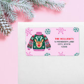 Lelijke trui met rendieren en sneeuwvlokken etiket