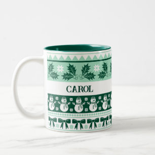 Lelijke trui met Snowman Mint Green Tweekleurige Koffiemok