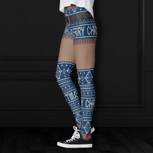 Lelijke trui Navy Blue Korte rok Donkere huid Leggings