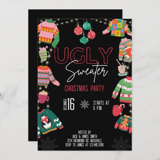 LELIJKE TRUI PARTY KERST TACKY TRUI UITNODIGEN KAART (Voorkant / Achterkant)