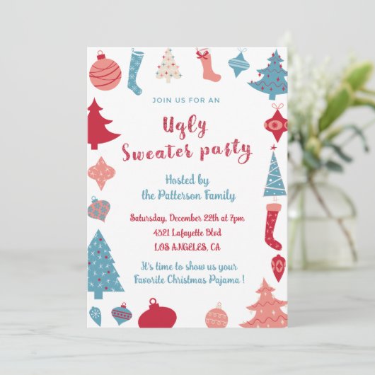 Lelijke trui party uitnodiging bedrijf rustiek (Staand voorkant)