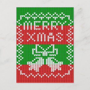 Lelijke trui patroon jingle bells Merry Xmas garen Briefkaart