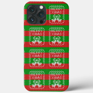 Lelijke trui patroon jingle bells Merry Xmas garen iPhone 13 Pro Max Hoesje