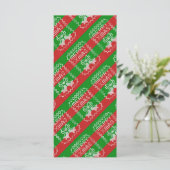 Lelijke trui patroon jingle bells Merry Xmas garen Kaart (Staand voorkant)
