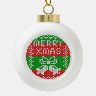 Lelijke trui patroon jingle bells Merry Xmas garen Keramische Bal Ornament