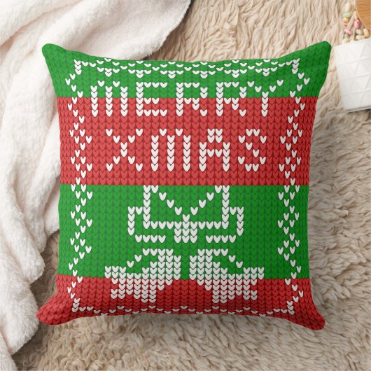 Lelijke trui patroon jingle bells Merry Xmas garen Kussen (Deken)