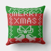 Lelijke trui patroon jingle bells Merry Xmas garen Kussen (Achterkant)