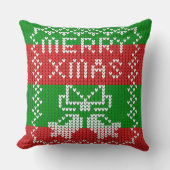 Lelijke trui patroon jingle bells Merry Xmas garen Kussen (Voorkant)