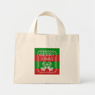Lelijke trui patroon jingle bells Merry Xmas garen Mini Tote Bag