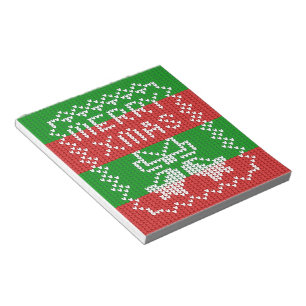 Lelijke trui patroon jingle bells Merry Xmas garen Notitieblok