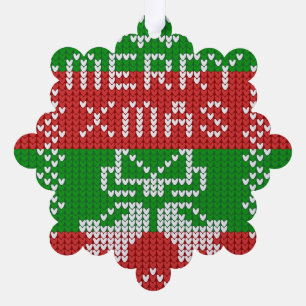 Lelijke trui patroon jingle bells Merry Xmas garen Ornament Kaart