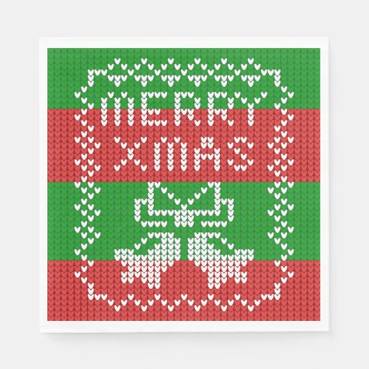 Lelijke trui patroon jingle bells Merry Xmas garen Servet (Voorkant)
