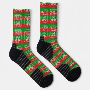 Lelijke trui patroon jingle bells Merry Xmas garen Sokken