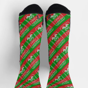 Lelijke trui patroon jingle bells Merry Xmas garen Sokken