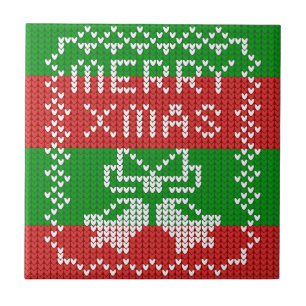 Lelijke trui patroon jingle bells Merry Xmas garen Tegeltje
