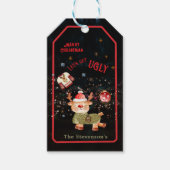 Lelijke trui rendier vakantie cadeaulabel (Voorkant)