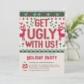 Lelijke trui Retro Rode Kerstfeest Kaart (Staand voorkant)