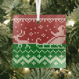 Lelijke trui Santa Claus slee en rendieren Glas Ornament