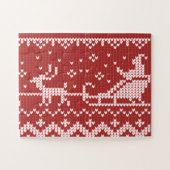 Lelijke trui Santa Claus slee en rendieren Legpuzzel (Horizontaal)