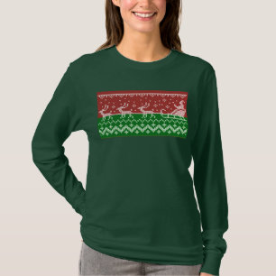 Lelijke trui Santa Claus slee en rendieren T-shirt