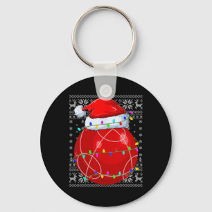 Lelijke trui sportspeler kerstman hoed Bocce Ll Ch Sleutelhanger