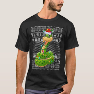 Lelijke trui stijl Kerstmis lichten Kerstman Slang T-shirt