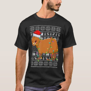 Lelijke trui stijl Kerstmis lichten Santa Capybara T-shirt