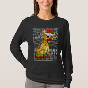 Lelijke trui stijl Xmas lichten Kerstman Hyena Ker T-shirt