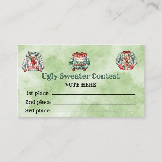 Lelijke trui wedstrijd stemmen Kaarten Contactkaartje (Voorkant)