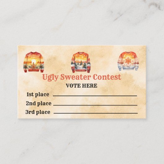 Lelijke trui wedstrijd stemmen Kaarten Contactkaartje (Voorkant)