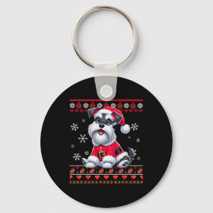 Lelijke Trui X-mas Santa Miniatuur Schnauzer Hond Sleutelhanger