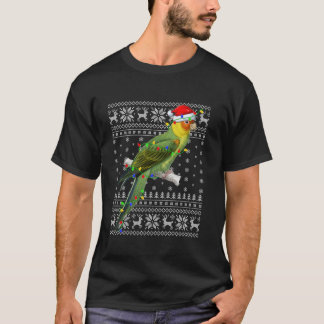 Lelijke Trui Xmas Lights Santa Hat Parrot Bird Chr T-shirt