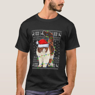 Lelijke Trui Xmas Lights Santa Hat Perzische Kat C T-shirt