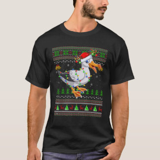 Lelijke Trui Xmas Lights Santa Hat Zeemeeuw Bird C T-shirt