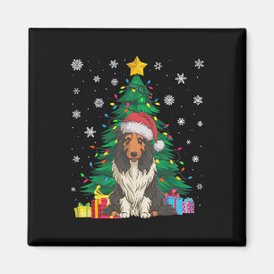 Lelijke trui Xmas Tree Lights Bearded Collie Honde Magneet
