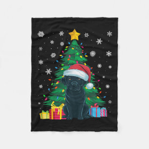 Lelijke trui Xmas Tree Lights Black Labrador Hond  Fleece Deken
