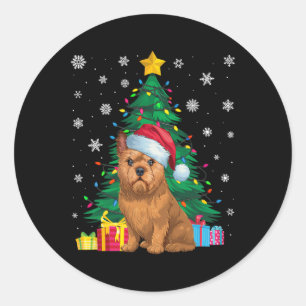 Lelijke Trui Xmas Tree Lights Brussel Griffon Hond Ronde Sticker