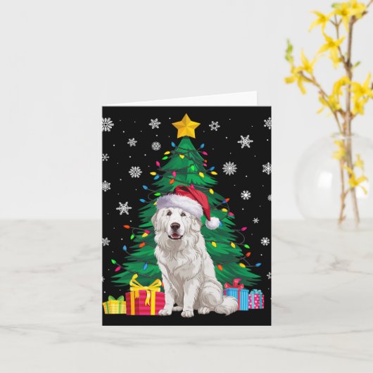 Lelijke trui Xmas Tree Lights Grote Pyreneeën Hond Kaart (Gele Bloem)