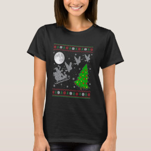 Lelijke Uil Xmas Verlichting Tree Santa Riding Uil T-shirt