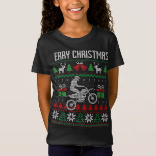 Lelijke vrolijke kerst Dirt Bike Racing Santa Xmas T-shirt
