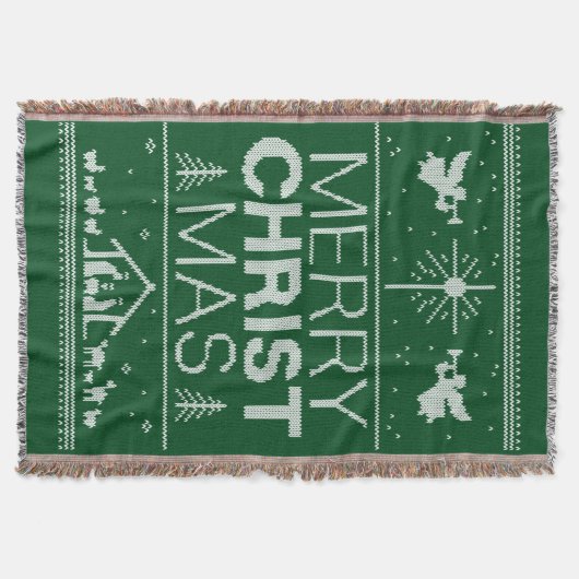 Lelijke vrolijke kersttrui Christelijk Jesus God Deken (Voorkant)