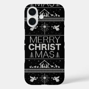 Lelijke vrolijke kersttrui Elegant Christelijk iPhone 16 Hoesje