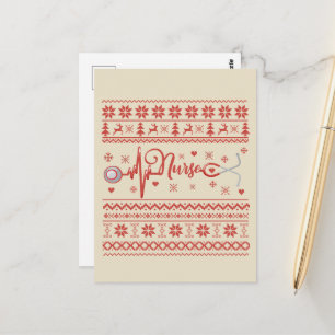 Lelijke vrolijke kersttrui hartslag briefkaart