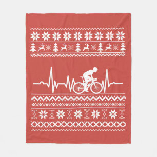 Lelijke vrolijke kersttrui op de fiets fleece deken